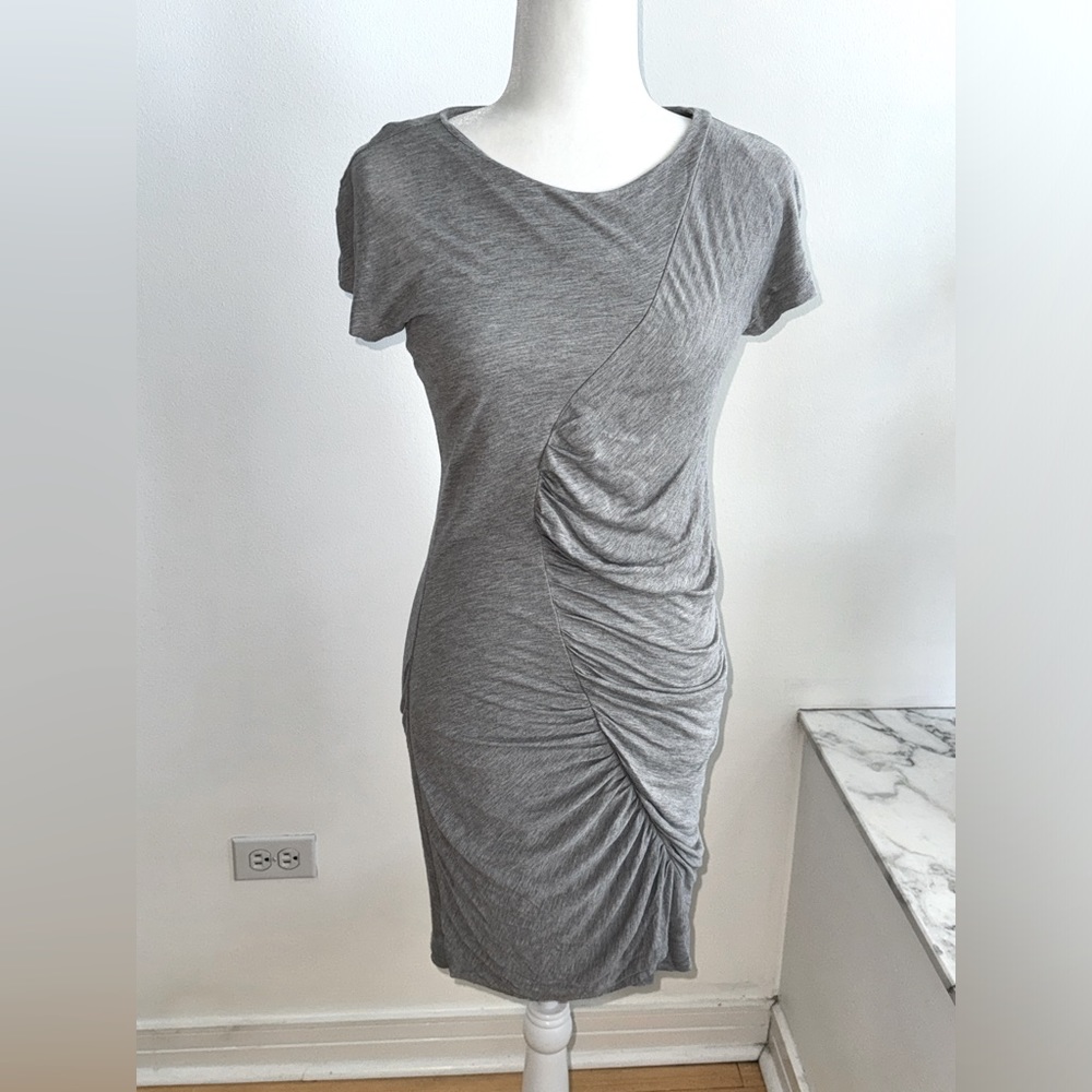 Diane von Furstenberg Gray Ruched Mini Dress Size 8